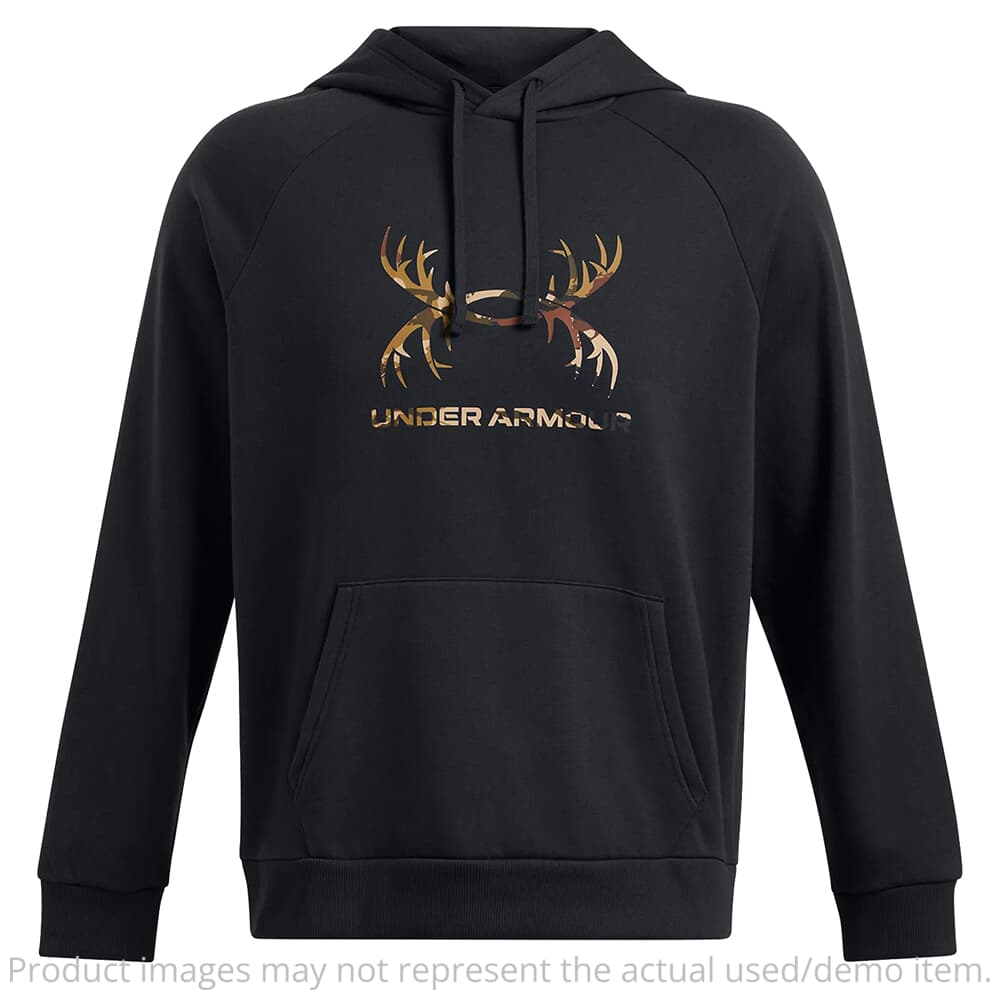 Under Armour USED Rival Fleece Antler Hoodie Black Medium 1388086-001003 - Like New UA6496