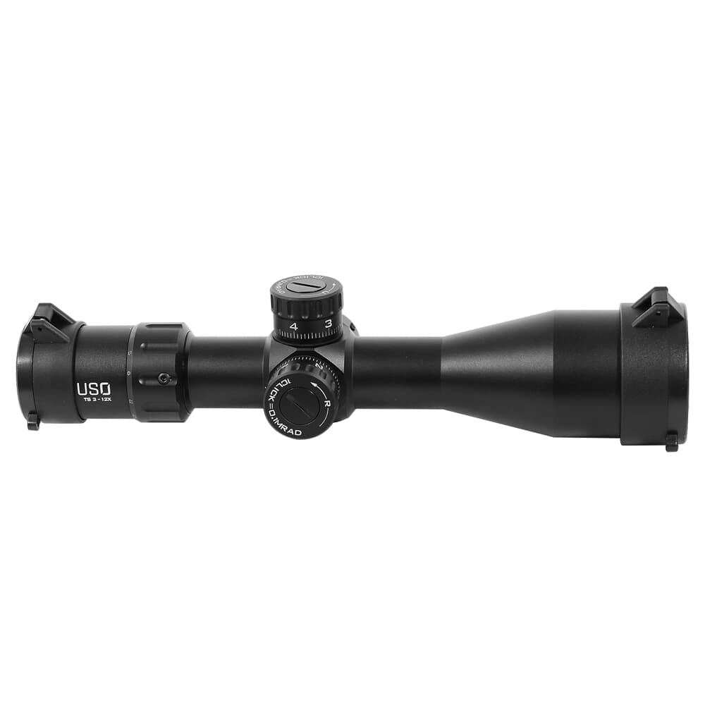 US Optics 3-12x42mm 30mm tube; Non-Lit FFP MHR Reticle; Elevation and Windage Zeroing Knob with 1/10 MIL Adjustments TS-12X-MHR UA1803 USED