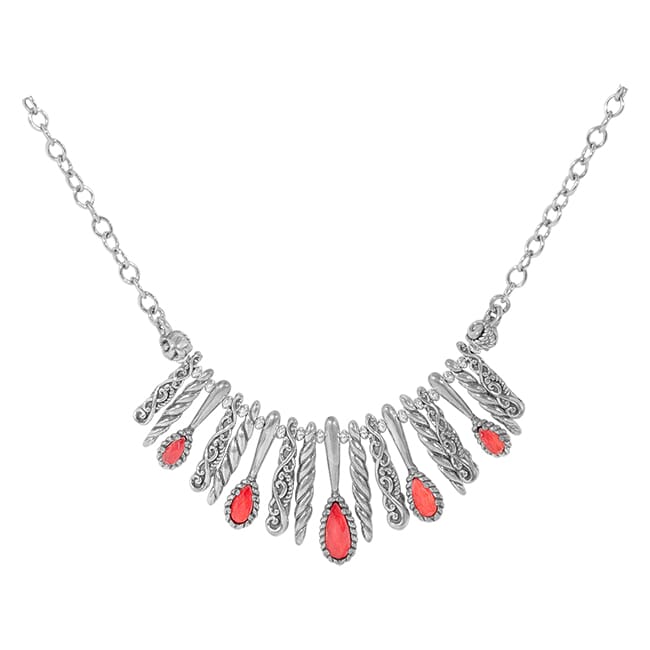 Carolyn Pollack Relios Sterling Silver & Red Coral Crystal Quartz Statement Necklace