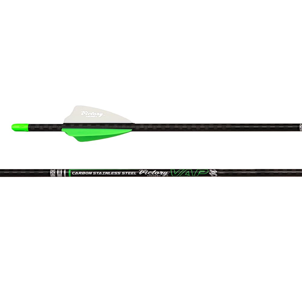 Victory Archery VAP SS Gamer 350 Stainless Steel GPI: 8.8 Fletched Arrow 6pk VAPSSG-350FX-6