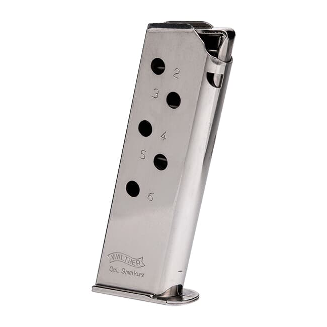 Walther PPK .380 ACP 6rd Nickel Magazine 2246009
