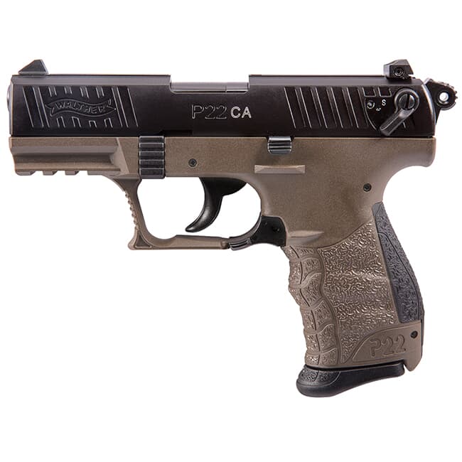 Walther Arms P22 .22 L.R. CA FDE Black Slide 10 round Pistol w/ 2 mags 5120363