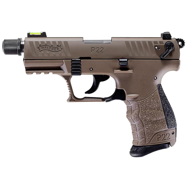 Walther P22Q .22lr 3.42&quot; Tactical Full FDE with Adapter 10 round Pistol w/ 2 Magazines 5120753