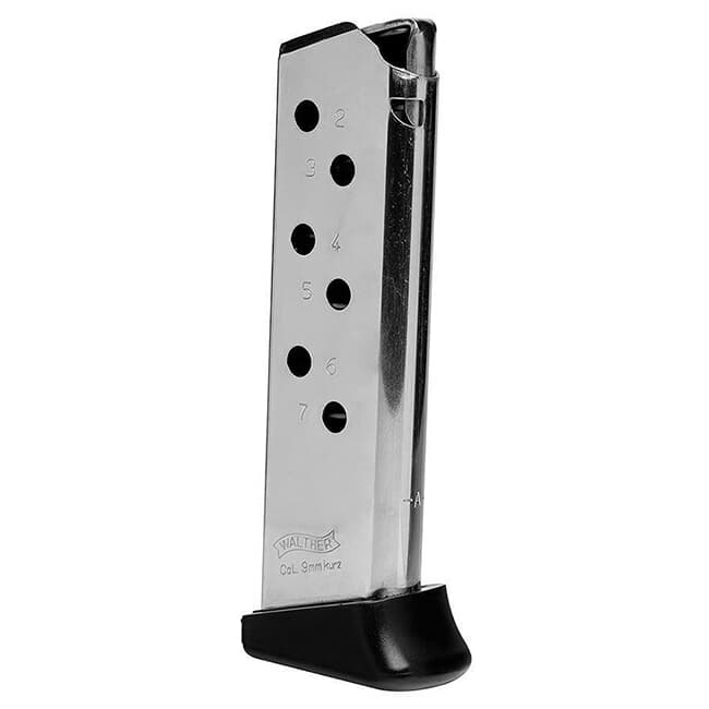 Walther PPKS .380 ACP 7rd Finger Rest Nickel Magazine 2246012
