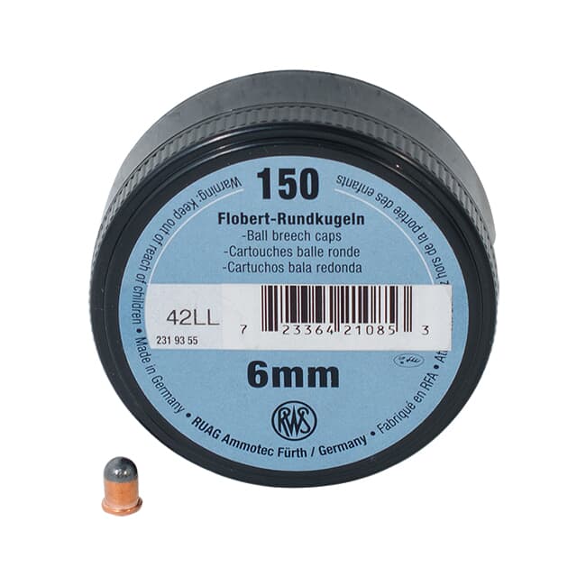 Walther RWS Flobert .22 L.R., 6mm CB Cap Conical 150 ct