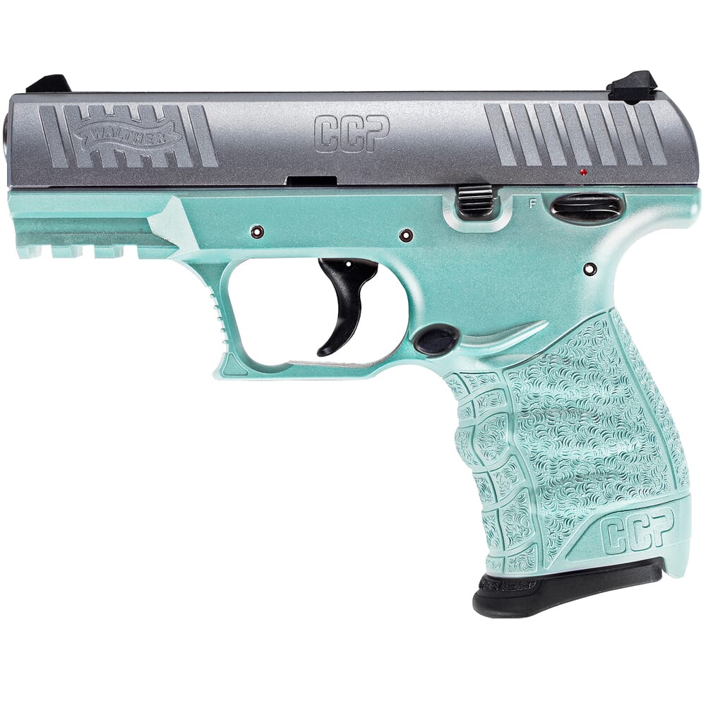 Walther Arms CCP M2+ 9mm 3.54" Bbl Angel Blue/Stainless Steel Pistol w/(2) 8rd Mags 5083512