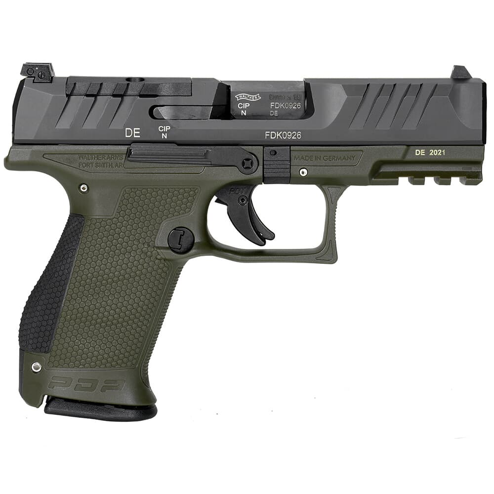 Walther Arms PDP 9mm 4&quot; Bbl Two-Tone Green Frame Optic Ready Compact Pistol w/(2) 15rd Mags 2858428