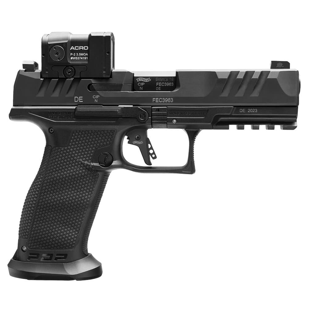 Walther Arms PDP Pro ACRO 9mm 4.5&quot; Bbl Black Full Size Pistol w/ Aimpoint ACRO P-2 3.5 MOA Black Reflex Sight &amp; (3) 18rd Mags 2881225PRO