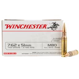 Winchester 7.62x51mm NATO M80 149gr Ammunition Box of 20 WM80